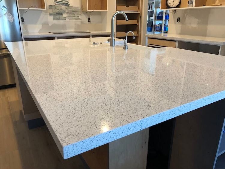 Crystal White quartz Kitchen worktops